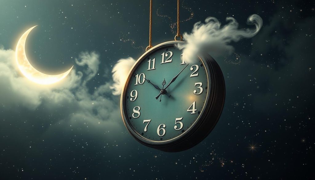 A celestial clock face suspended in an ethereal, starry landscape. Angelic numerals dance across the face, glowing with a soft, otherworldly light. Wispy clouds part to reveal a crescent moon, casting a gentle glow. The scene evokes a sense of timelessness, of the mystical alignment of celestial forces. Shimmering wisps of energy swirl around the clock, hinting at unseen energies. The overall mood is one of tranquility, wonder, and a subtle connection to the divine. A celestial clock face suspended in an ethereal, starry landscape. Angelic numerals dance across the face, glowing with a soft, otherworldly light. Wispy clouds part to reveal a crescent moon, casting a gentle glow. The scene evokes a sense of timelessness, of the mystical alignment of celestial forces. Shimmering wisps of energy swirl around the clock, hinting at unseen energies. The overall mood is one of tranquility, wonder, and a subtle connection to the divine.