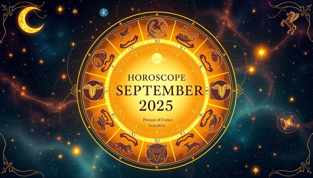 A detailed horoscope illustration for September 2025, featuring the twelve zodiac signs arranged in a circular pattern. The astrological symbols and planetary motifs are rendered in a vibrant, mystical style with a soft, glowing lighting. The composition has a balanced, harmonious layout, with the zodiac signs occupying the central focus and complementary celestial elements like crescent moons, stars, and cosmic swirls filling the surrounding space. The overall atmosphere is one of intrigue, spirituality, and a sense of timeless, otherworldly enchantment. A detailed horoscope illustration for September 2025, featuring the twelve zodiac signs arranged in a circular pattern. The astrological symbols and planetary motifs are rendered in a vibrant, mystical style with a soft, glowing lighting. The composition has a balanced, harmonious layout, with the zodiac signs occupying the central focus and complementary celestial elements like crescent moons, stars, and cosmic swirls filling the surrounding space. The overall atmosphere is one of intrigue, spirituality, and a sense of timeless, otherworldly enchantment.
