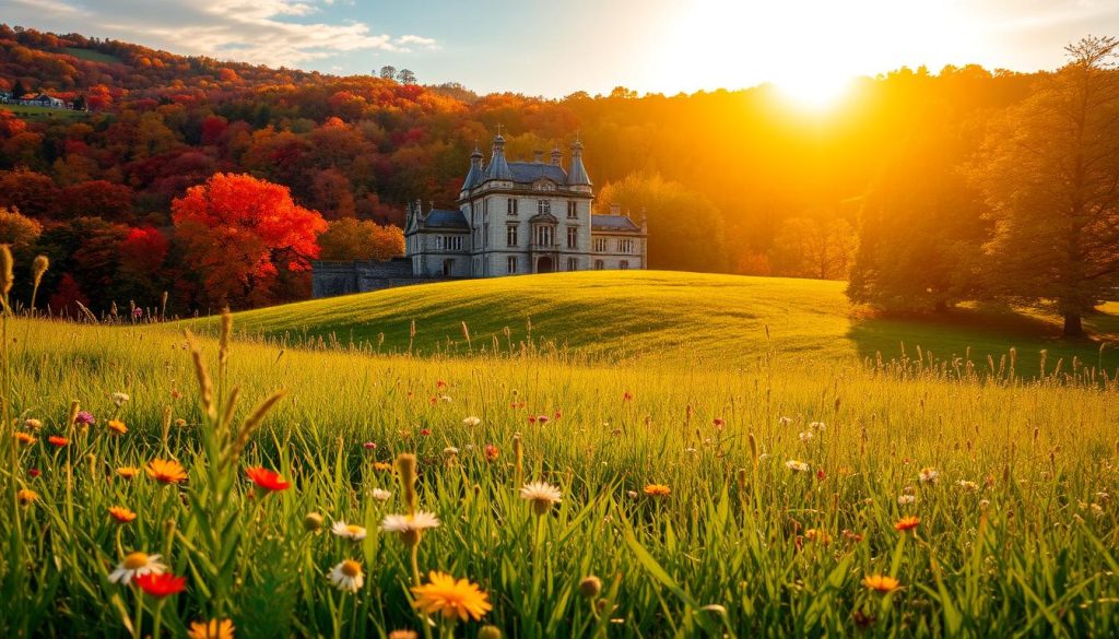 A vibrant autumnal landscape on September 22nd, 2025, with a warm golden sun casting soft light across the rolling hills. In the foreground, a lush meadow of wildflowers sways gently in the breeze. In the middle ground, a historic manor house stands proudly, its weathered stone walls and ornate architecture a testament to the passage of time. The background is dominated by a canopy of vibrant red, orange, and yellow foliage, creating a sense of timelessness and the changing of the seasons. The overall atmosphere is one of contemplation, celebration, and the reverence for the traditions and history that make this day significant. A vibrant autumnal landscape on September 22nd, 2025, with a warm golden sun casting soft light across the rolling hills. In the foreground, a lush meadow of wildflowers sways gently in the breeze. In the middle ground, a historic manor house stands proudly, its weathered stone walls and ornate architecture a testament to the passage of time. The background is dominated by a canopy of vibrant red, orange, and yellow foliage, creating a sense of timelessness and the changing of the seasons. The overall atmosphere is one of contemplation, celebration, and the reverence for the traditions and history that make this day significant.