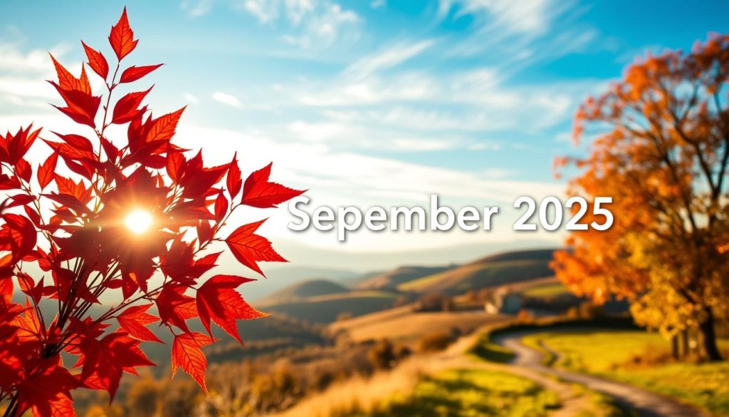 A vibrant, autumnal scene depicting the 11th of September, 2025. The foreground features a bouquet of red and orange leaves, symbolizing the transition into the fall season. In the middle ground, a serene landscape with rolling hills and a winding path, bathed in warm, golden sunlight. The background showcases a clear, azure sky with wispy clouds, creating a sense of tranquility and contemplation. The overall composition evokes a feeling of nostalgia and the passage of time, perfectly capturing the essence of "сентября" and the special occasion being celebrated. A vibrant, autumnal scene depicting the 11th of September, 2025. The foreground features a bouquet of red and orange leaves, symbolizing the transition into the fall season. In the middle ground, a serene landscape with rolling hills and a winding path, bathed in warm, golden sunlight. The background showcases a clear, azure sky with wispy clouds, creating a sense of tranquility and contemplation. The overall composition evokes a feeling of nostalgia and the passage of time, perfectly capturing the essence of "сентября" and the special occasion being celebrated.