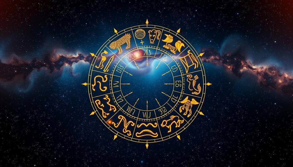 a breathtaking astrological illustration depicting the "знак зодиака", or zodiac signs, in a stunning celestial display. Set against a deep, inky night sky filled with twinkling stars and swirling nebulae, the twelve zodiac symbols emerge in a captivating arrangement. Each sign is rendered in vivid detail, its distinctive iconography and symbolic elements clearly defined. The composition has a sense of balance and harmony, with the signs arranged in a circular pattern that evokes the cyclical nature of the zodiac. Subtle lighting from an unseen celestial source casts a warm, ethereal glow over the scene, lending it an air of mysticism and wonder. The overall effect is a visually striking and conceptually rich representation of the astrological themes at the heart of the article's subject matter. a breathtaking astrological illustration depicting the "знак зодиака", or zodiac signs, in a stunning celestial display. Set against a deep, inky night sky filled with twinkling stars and swirling nebulae, the twelve zodiac symbols emerge in a captivating arrangement. Each sign is rendered in vivid detail, its distinctive iconography and symbolic elements clearly defined. The composition has a sense of balance and harmony, with the signs arranged in a circular pattern that evokes the cyclical nature of the zodiac. Subtle lighting from an unseen celestial source casts a warm, ethereal glow over the scene, lending it an air of mysticism and wonder. The overall effect is a visually striking and conceptually rich representation of the astrological themes at the heart of the article's subject matter.
