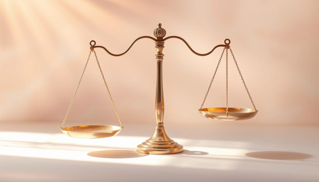 Elegant and balanced scales, representing the Libra zodiac sign, float against a soft, ethereal backdrop of muted pastel hues. Gentle rays of warm sunlight cast a serene glow, accentuating the delicate nature of the scales. The composition is harmonious, with the scales positioned centrally and the lighting drawing the viewer's eye towards them. An overall sense of harmony, justice, and aesthetic beauty pervades the scene, embodying the core attributes of the Libra astrological sign. Elegant and balanced scales, representing the Libra zodiac sign, float against a soft, ethereal backdrop of muted pastel hues. Gentle rays of warm sunlight cast a serene glow, accentuating the delicate nature of the scales. The composition is harmonious, with the scales positioned centrally and the lighting drawing the viewer's eye towards them. An overall sense of harmony, justice, and aesthetic beauty pervades the scene, embodying the core attributes of the Libra astrological sign.