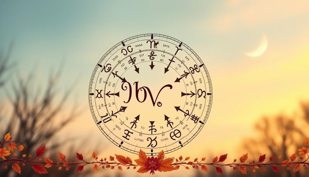 A detailed calendar illustration depicting the zodiac signs for the month of November. The foreground features a central circular design with the zodiac symbols artfully arranged around the periphery. The middle ground showcases a decorative border of autumn foliage and seasonal motifs. The background is a softly blurred sky with a subtle crescent moon. The lighting is warm and inviting, creating a cozy, contemplative atmosphere. The overall composition is balanced and visually striking, designed to complement the "Календарная справка дня" section of the article. A detailed calendar illustration depicting the zodiac signs for the month of November. The foreground features a central circular design with the zodiac symbols artfully arranged around the periphery. The middle ground showcases a decorative border of autumn foliage and seasonal motifs. The background is a softly blurred sky with a subtle crescent moon. The lighting is warm and inviting, creating a cozy, contemplative atmosphere. The overall composition is balanced and visually striking, designed to complement the "Календарная справка дня" section of the article.
