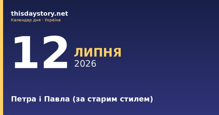 12 липня — свято Петра і Павла за старим стилем, події в історії, іменини