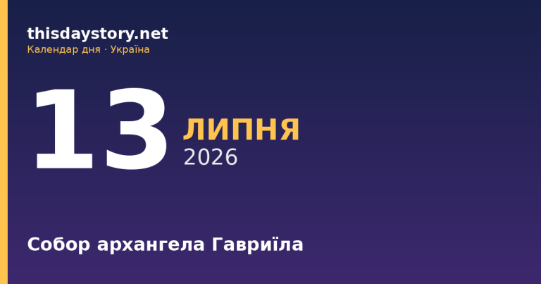 13 липня — Собор архангела Гавриїла, події в історії, іменини