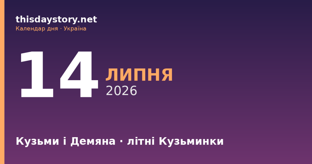 14 липня — Кузьми і Дем’яна, події в історії, іменини