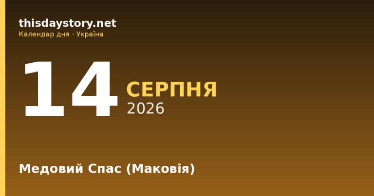 14 серпня — Медовий Спас, Маковія, події в історії, іменини