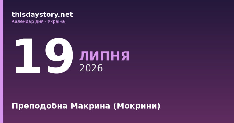 19 липня — преподобна Макрина, події в історії, іменини