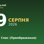 19 серпня — Яблучний Спас, Преображення Господнє, іменини