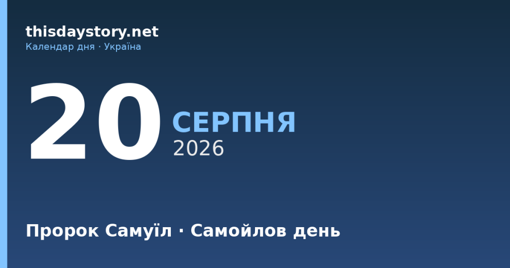 20 серпня — пророк Самуїл, події в історії, іменини