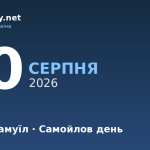 20 серпня — пророк Самуїл, події в історії, іменини