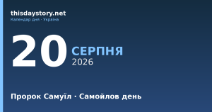 20 серпня — пророк Самуїл, події в історії, іменини