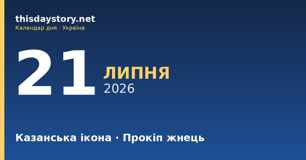 21 липня — Казанська ікона, події в історії, іменини