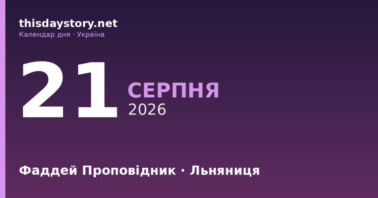 21 серпня — апостол Фаддей, події в історії, іменини