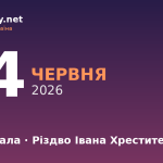 24 червня — Івана Купала, Різдво Івана Хрестителя, іменини