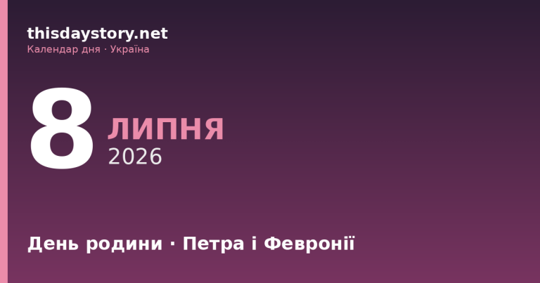 8 липня — День родини, Петра і Февронії, іменини